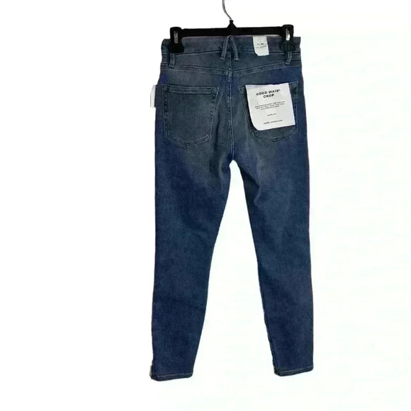 Good American Good Waist High Rise Distressed Crop Jeans blue678 Size 0/25 - Picture 5 of 10